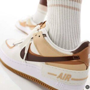 Air Force 1 Shadow Sneakers Nike Size: 7 Color: Sail, Cacao, Flax, & Sesame